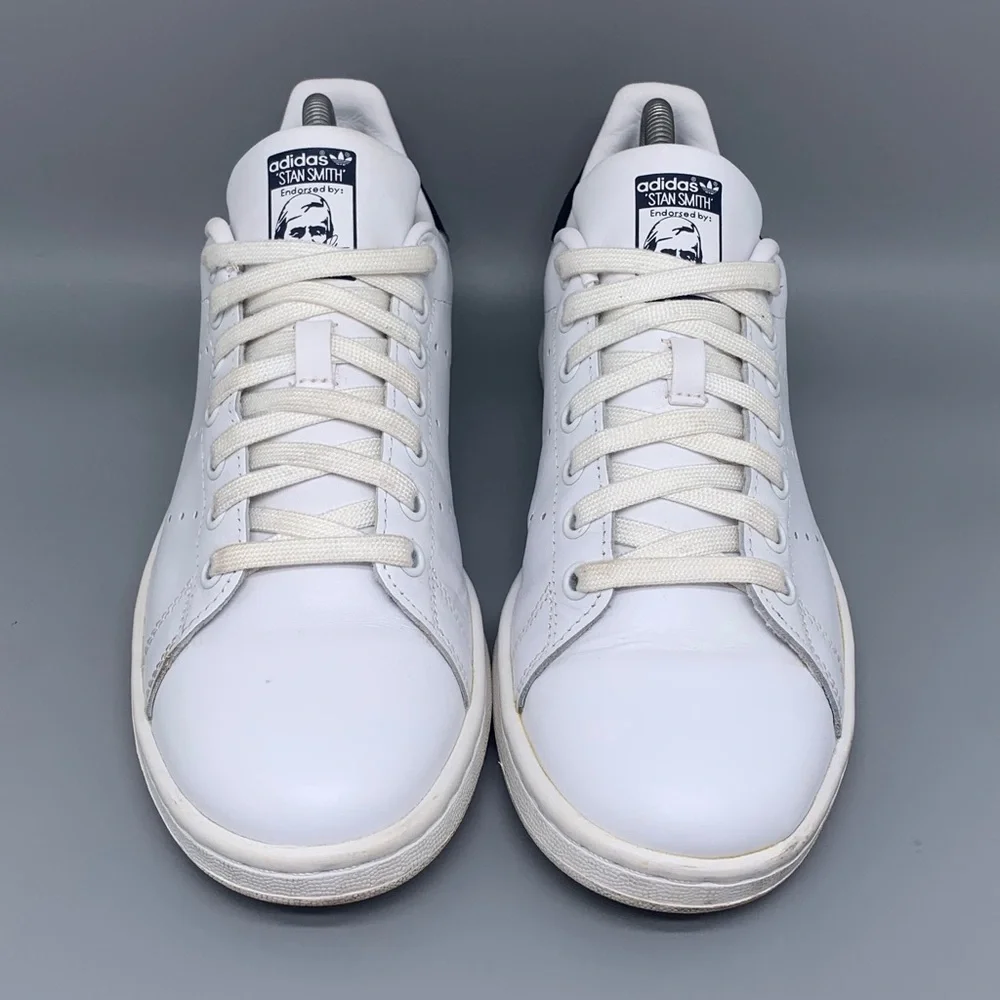 Adidas Stan Smith White Navy Leather Tennis Shoes M20325‎ Men’s Sz 8